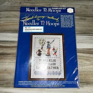 Vtg Needles 'N Hoops "Grandfather Sampler" Cross Stitch Kit #177 11"x17" NOS